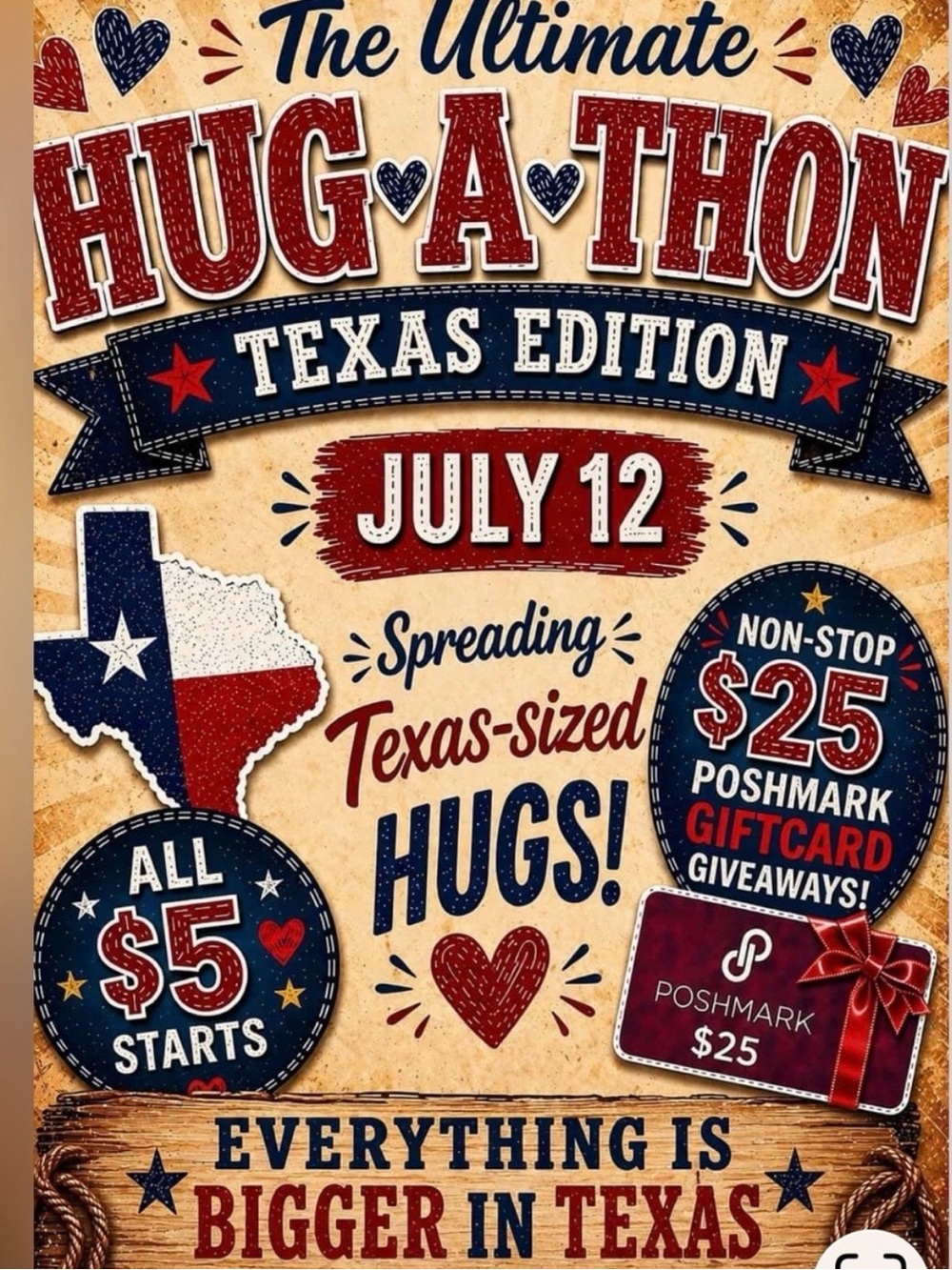 Hug-A-Thon TEXAS EDITION - Like to be notified - 7/12 1pm CST